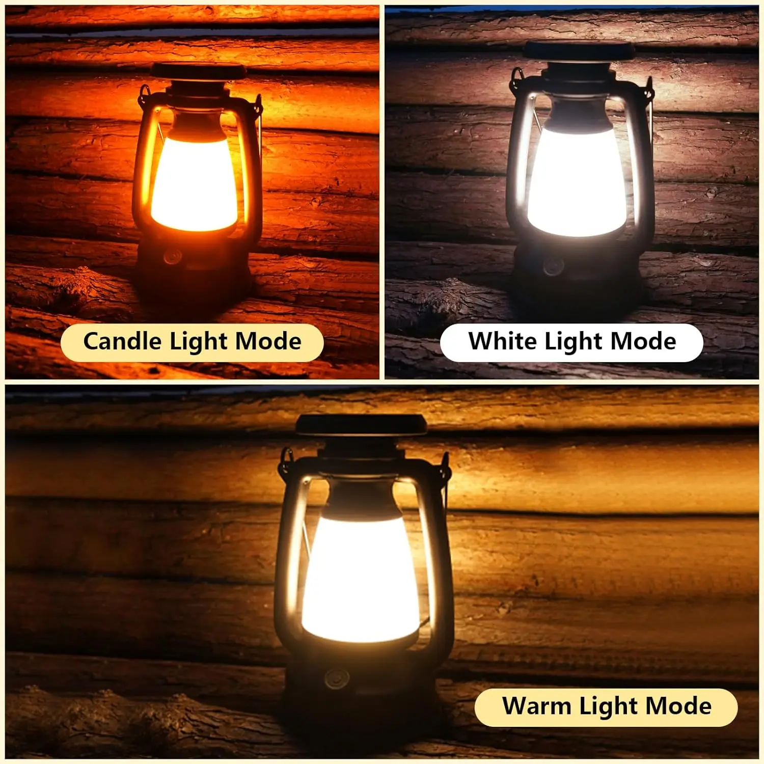 USB Rechargeable/Solar Charging Camping Light Portable Camping Lanterns 3 Lighting Modes Dimming Outdoor Hanging Tent Light