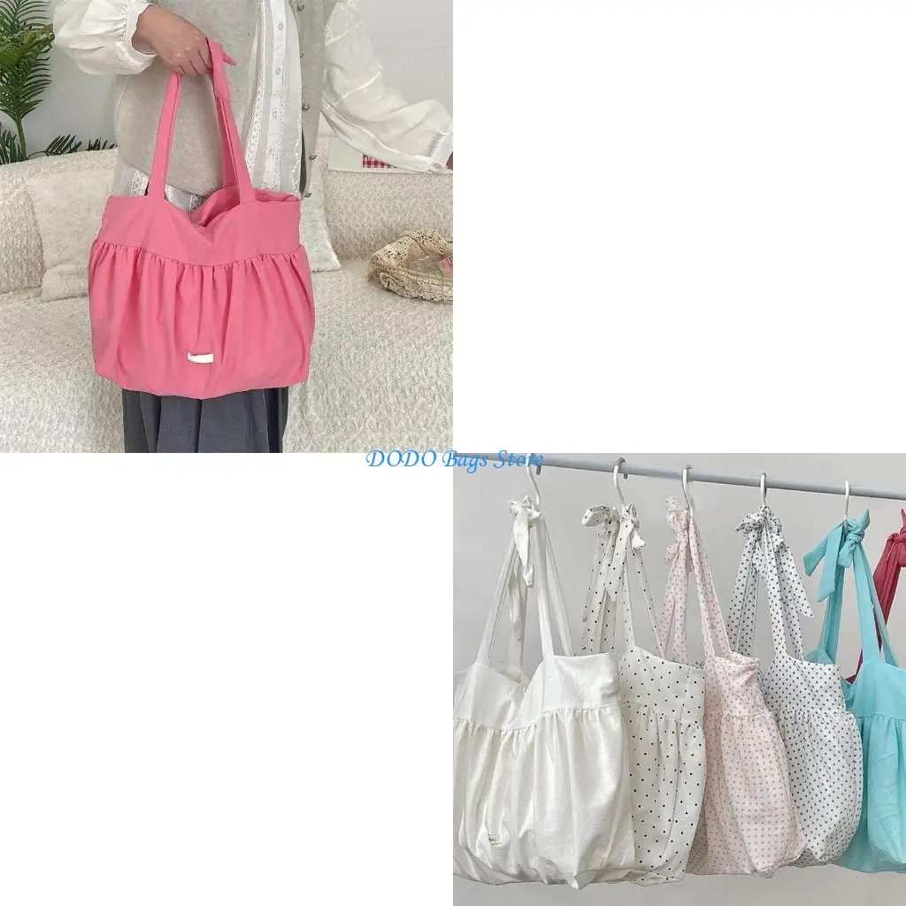 

E8FB Модный корейский стиль холст пакет на плечах. Случайная сумочка с уникальным ремешком для галстука и просторным интерьером