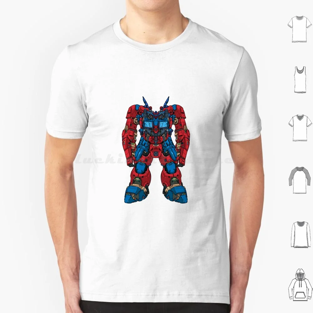 Futuristic Battle Giant Mecha Robot Builded By Head Arm Body Leg Weapon Illustration Premium Vector T Shirt 6xl Cotton Cool Tee