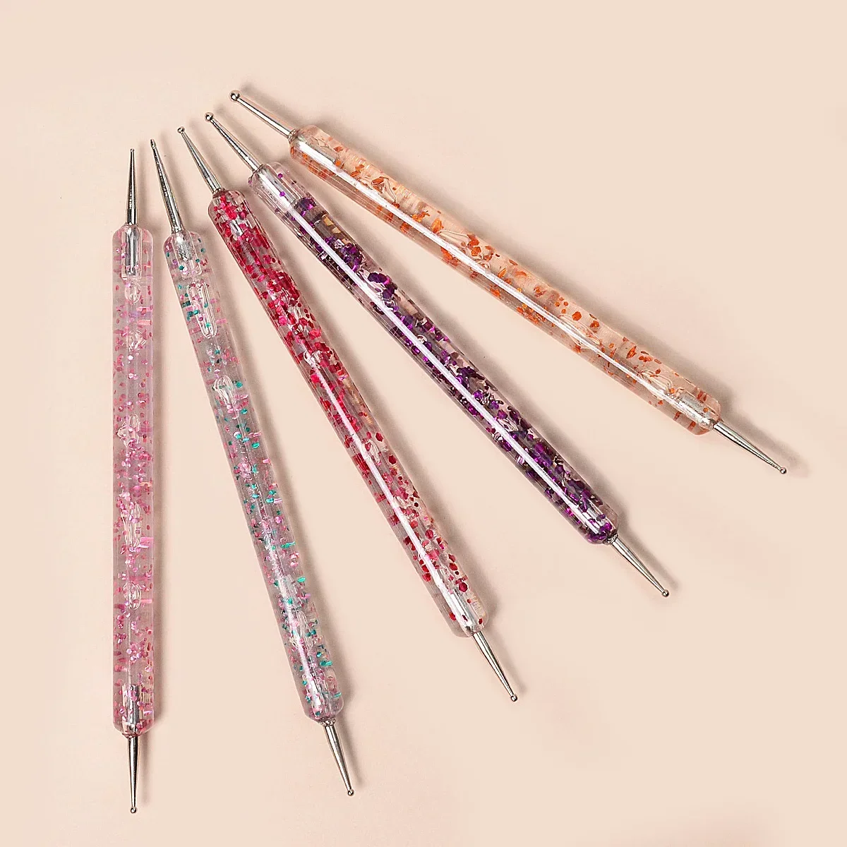 5 teile/satz Dual-Ended Nail art Punktierung Stift Mit Strass Griff 3D UV Gel Liner Blume Muster Zeichnung Malerei Pinsel werkzeug Kits
