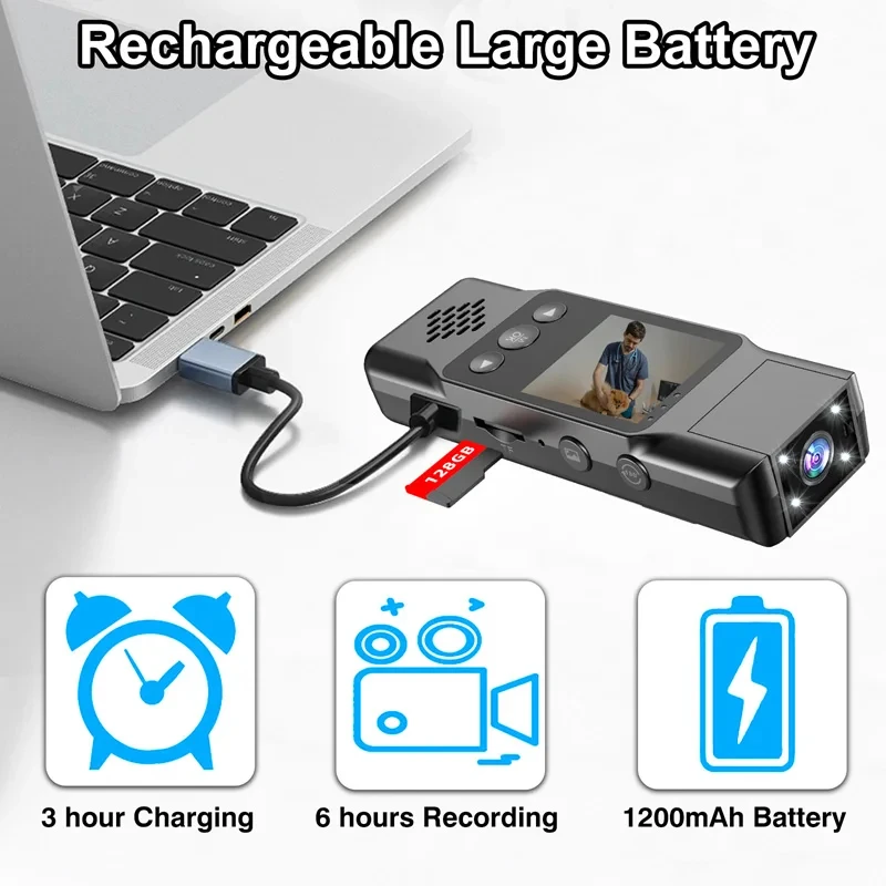 كاميرا VIVO الرياضية كاميرا صغيرة محمولة 4K HD واي فاي مشبك خلفي مغناطيسي مسجل فيديو رقمي يرتديها كاميرا الجسم للرؤية الليلية DVR #3