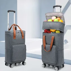 Foldable Grocery Trolley Multi-Purpose Rolling Cart with Expandable Storage Lightweight Durable Waterproof Bag Organizer