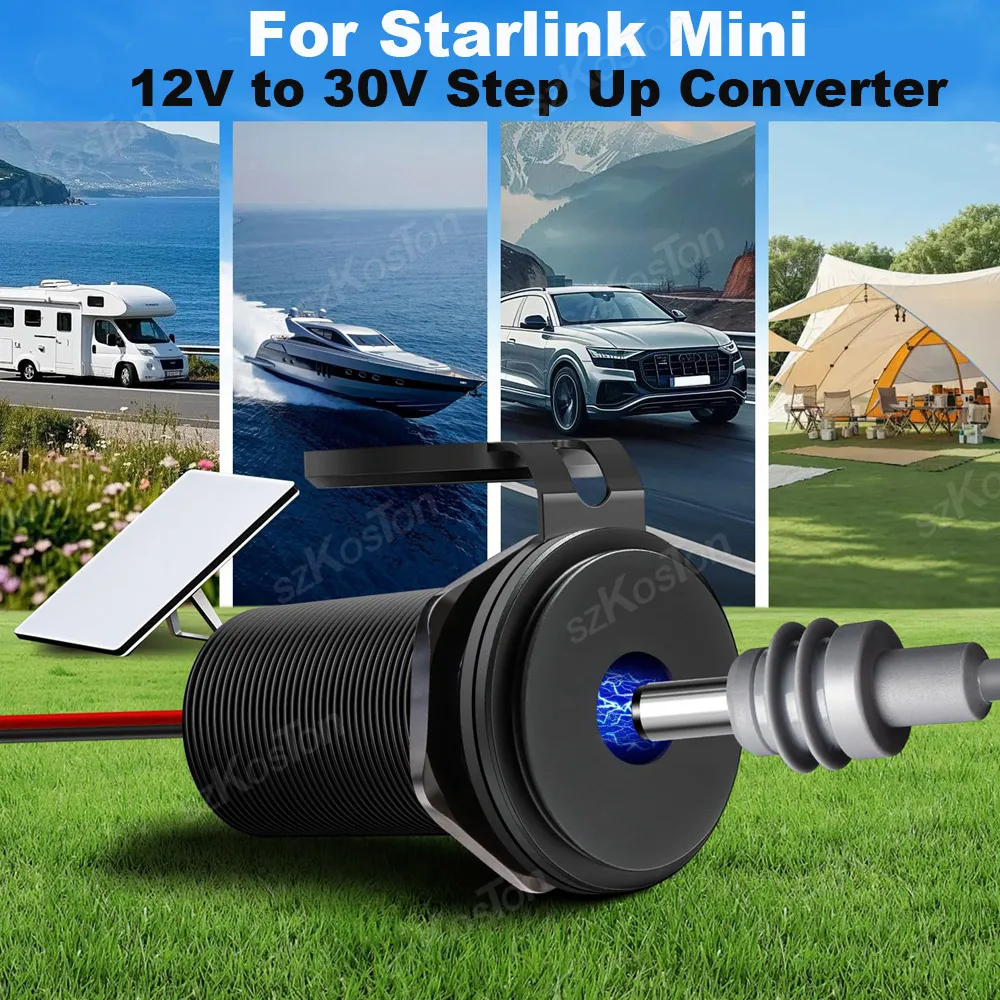 For Starlink Mini 12V Power Adapter Recessed Mount DC 12V to 30V Step Up Converter Power Supply for RV Boat Camper Off-Grid Use