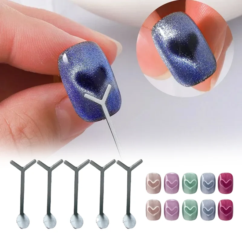 

1-80PCS Heart Shaped Cat Eye Magnet Y-Shaped Magnetic Nail Art Tool for DIY Gel Polish Creates Romantic Love Patterns