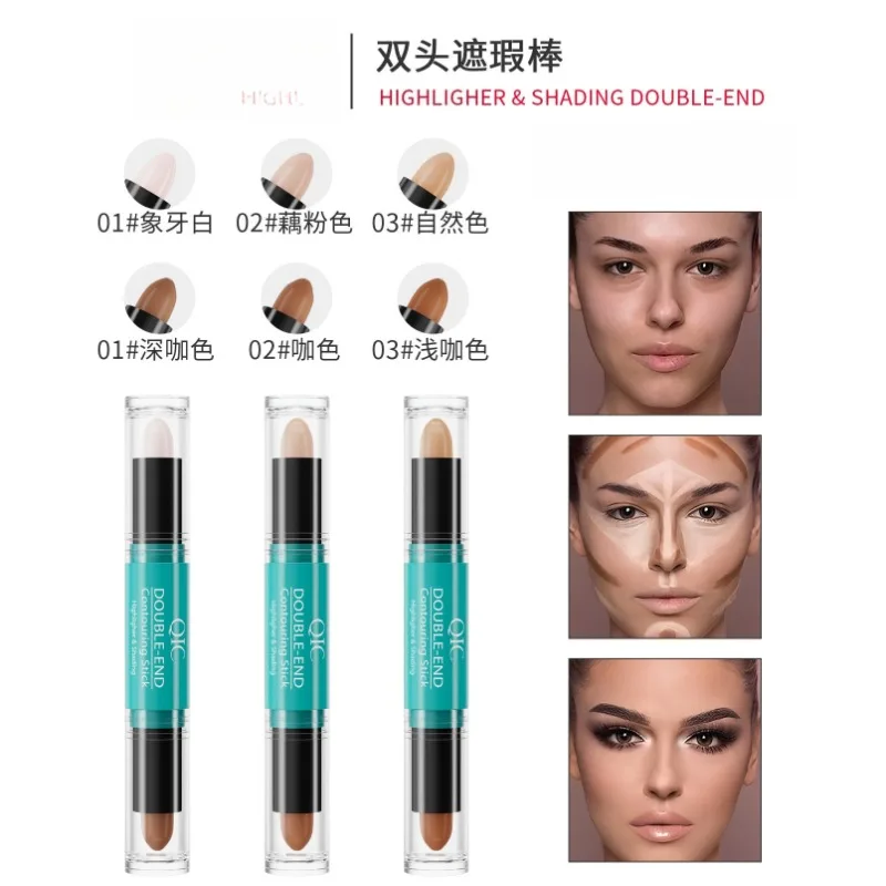2 IN 1 Contouring Stick Viso Fondotinta Correttore Illumina Penna di Lunga Durata Cerchi Scuri Correttore Naso Ombra Ombre Bastoni