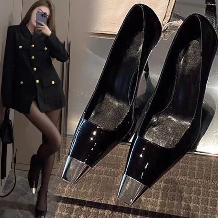 

New socialite commuting style, fashionable and versatile, black sexy slim heels, high heels, single shoes