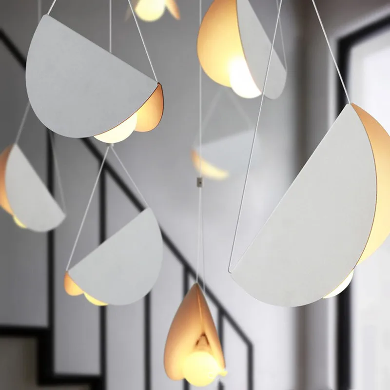 

Modern Minimalist Chandelier Creative Designer White Metal Lamp For Restaurant Bar Bedroom Cafe Living Room Villa Loft Lamp