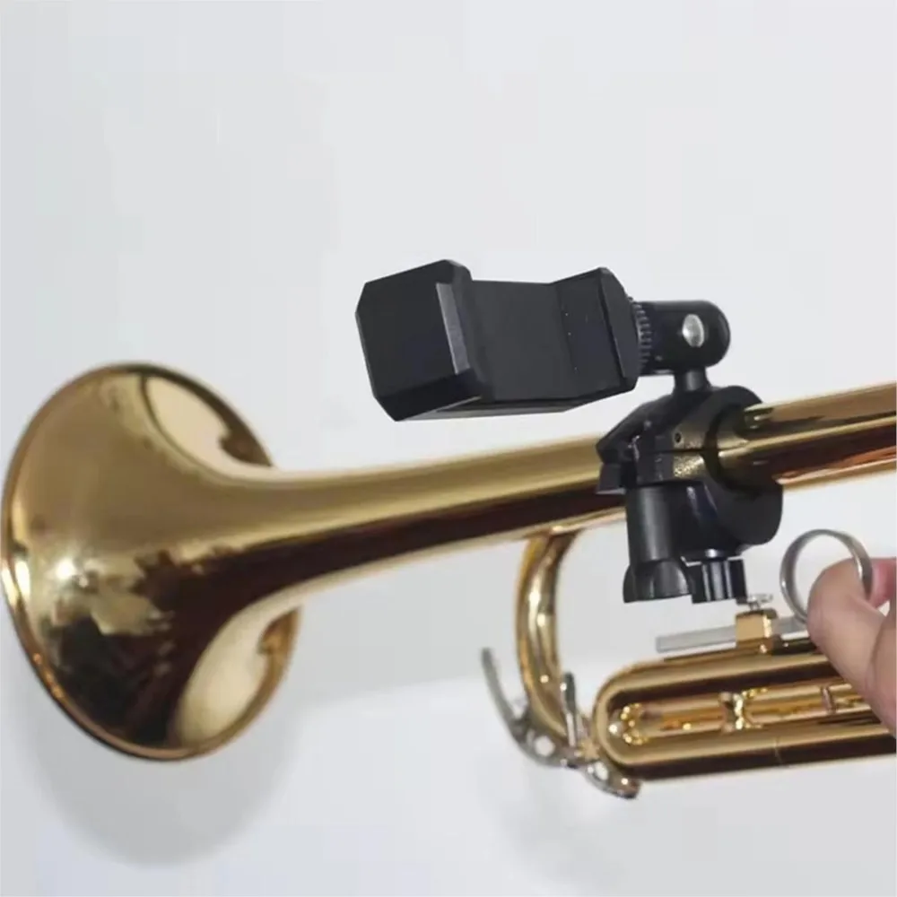 Adjustable Trumpet Phone Lyre Stand Brass Instrument Phone Holder Clip 360° Rotation for Trumpet Oboe and Clarinet