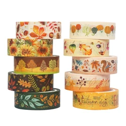 10Rolls Washi Tape Set Leaves Decorative Adhesive Tape Scrapbooking Washitape Cute Stationery Journal Supplies Masking Tape