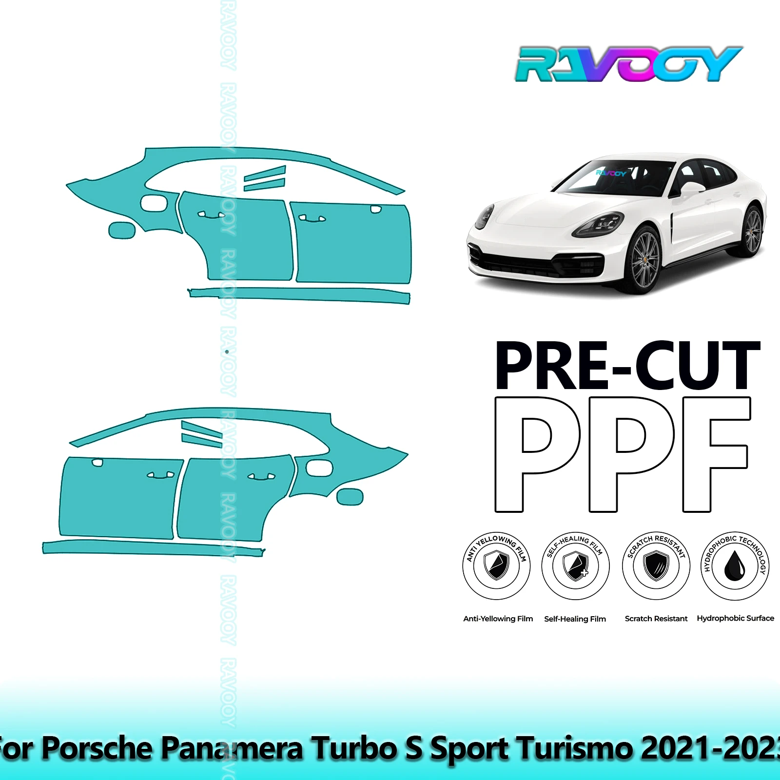 لبورشه باناميرا توربو S سبورت توريزمو 2021-2023 8.5mil باب PPF مسبق القطع ومجموعة عمود A/B مجموعة طبقة حماية الطلاء من البولي يوريثان #1