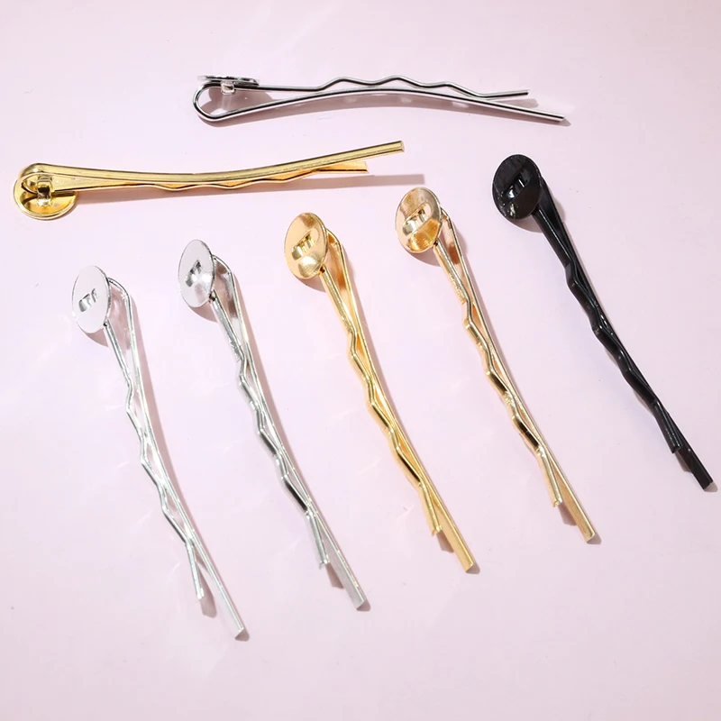 50pcs Hairpins Hair Clips Base Setting 7mm Inner Size Cabochons Flat Bezel Tray 44mm Length DIY Hairpin Jewelry Making Findings image 5