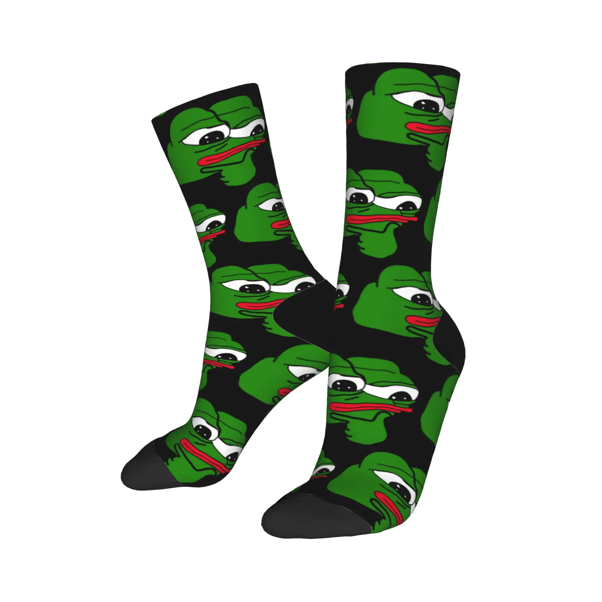 Funny Rare Pepes Thinking Sports Socks  Polyester Middle Tube Socks for Women Men Breathable