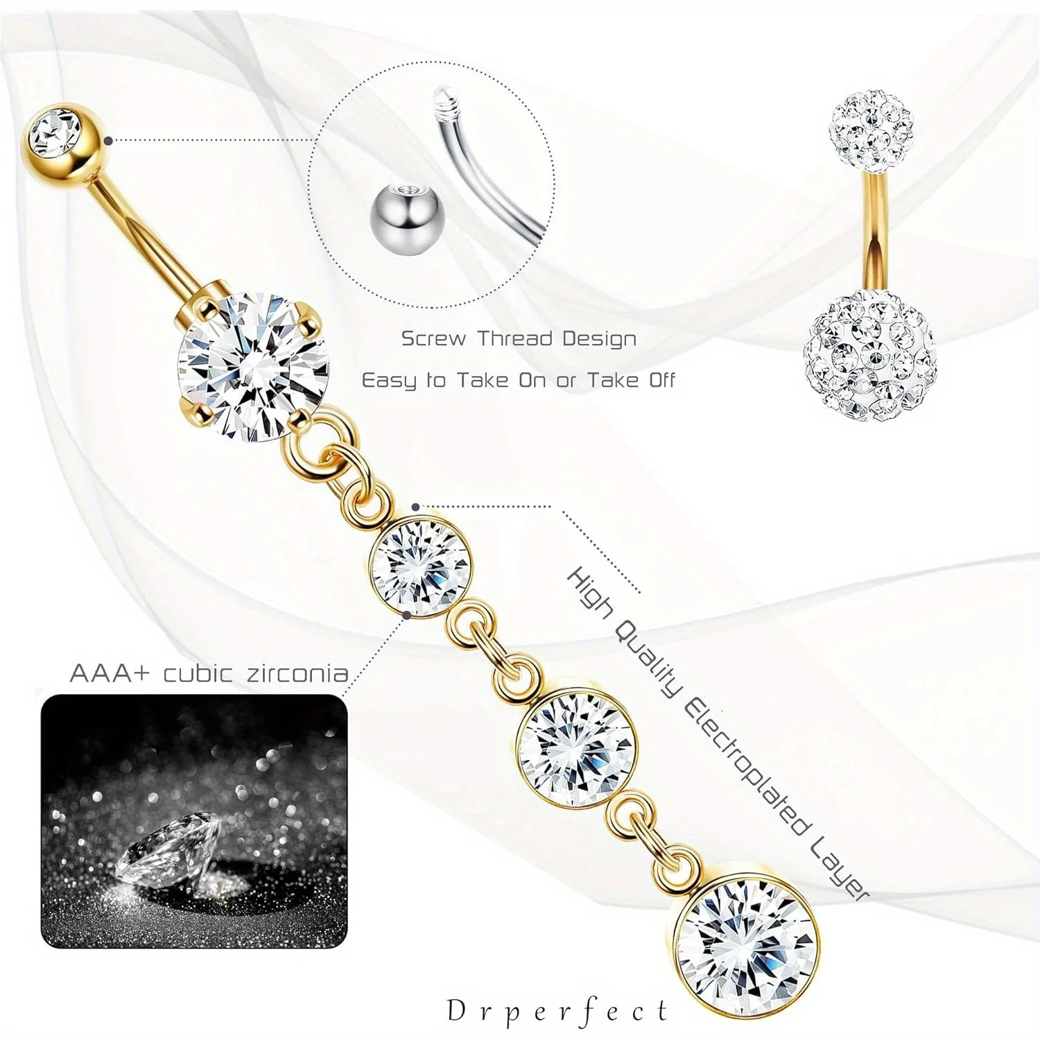Cute Cubic Zirconia Dangle Belly Button Ring