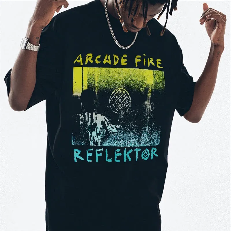Digital Direct Injection Rock Arcade Fire Band Loose Printed Short-Sleeved T-Shirt Cotton Loose Fit