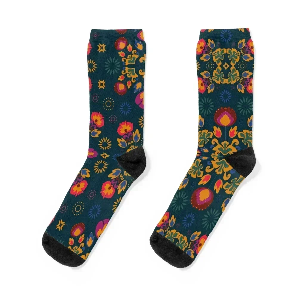 

Fiesta Folk Blue Socks Crossfit snow sports stockings designer brand Socks For Girls Men's