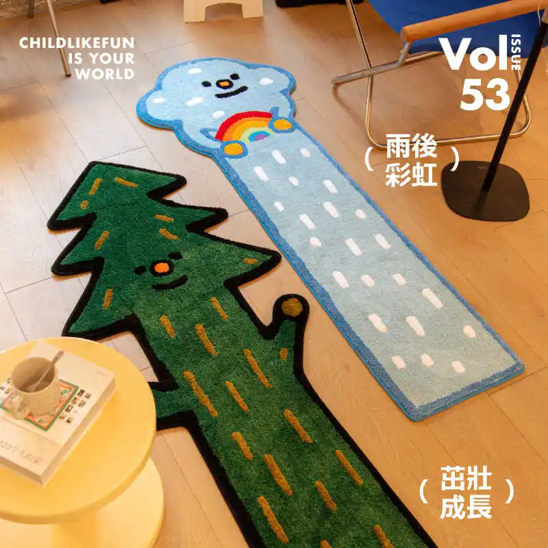 VIKAMA Christmas Cute Cartoon Irregular Carpet Soft Non Slip Bedside Rug Kids Bedroom Floor Mat Xmas Home Decor Gift