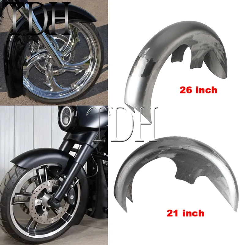 

21/23/26" Wheel Motorcycle Front Fender Unpainted Steel Mud Guard For Harley Road King Street Electra Glide Ultra Limited 96-23