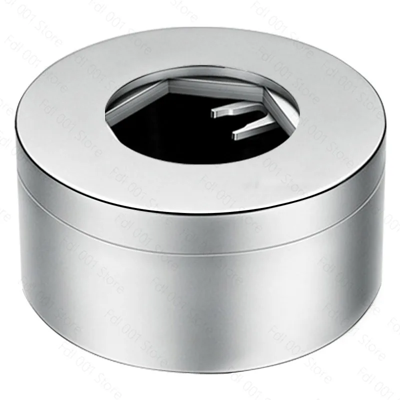 Original silver large stainless steel high-end personality trend ashtray closed with lid anti-fly ash men's gift