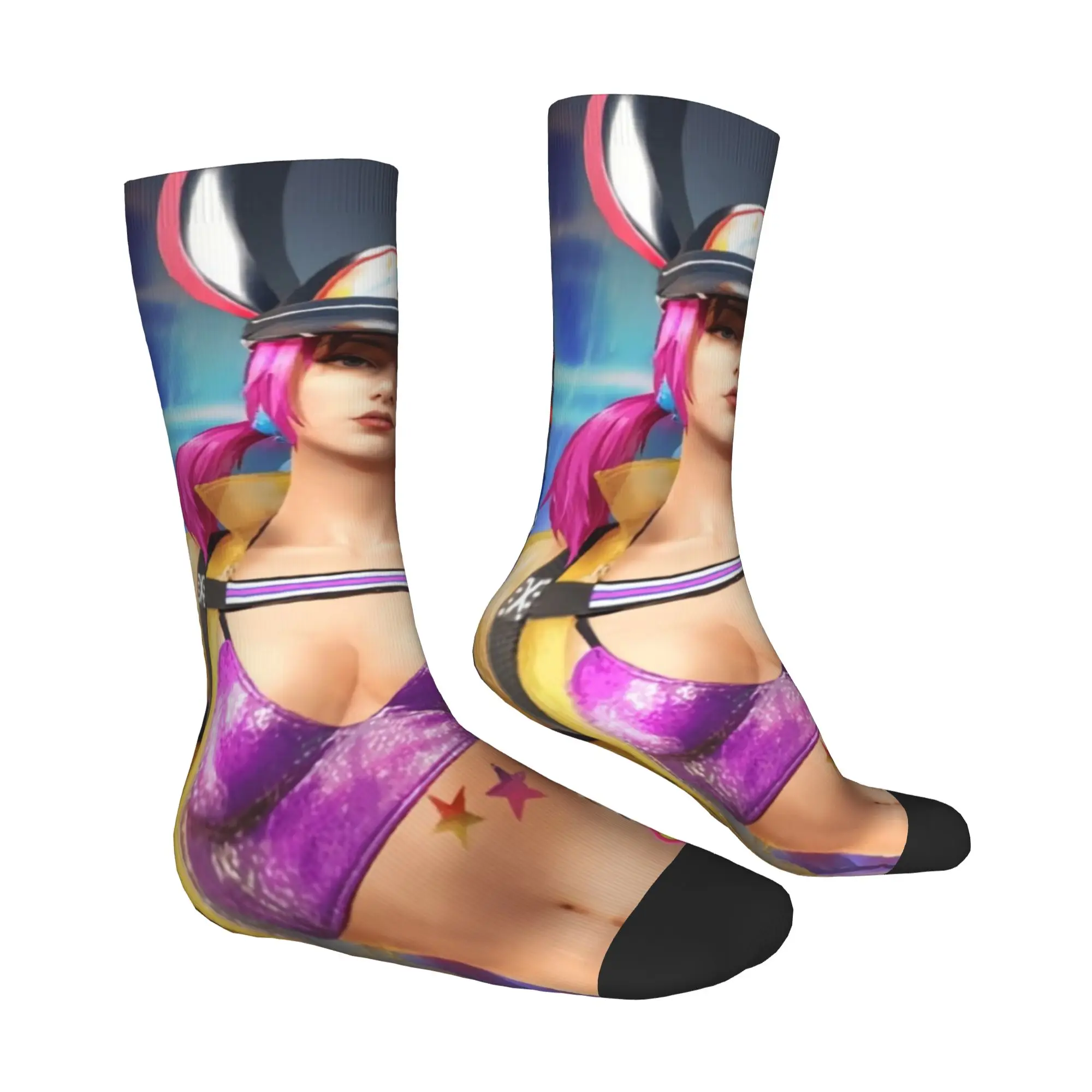 Garena F-Free F-Fire Game Dress Socks Men Women Warm Funny Novelty  Crew Socks