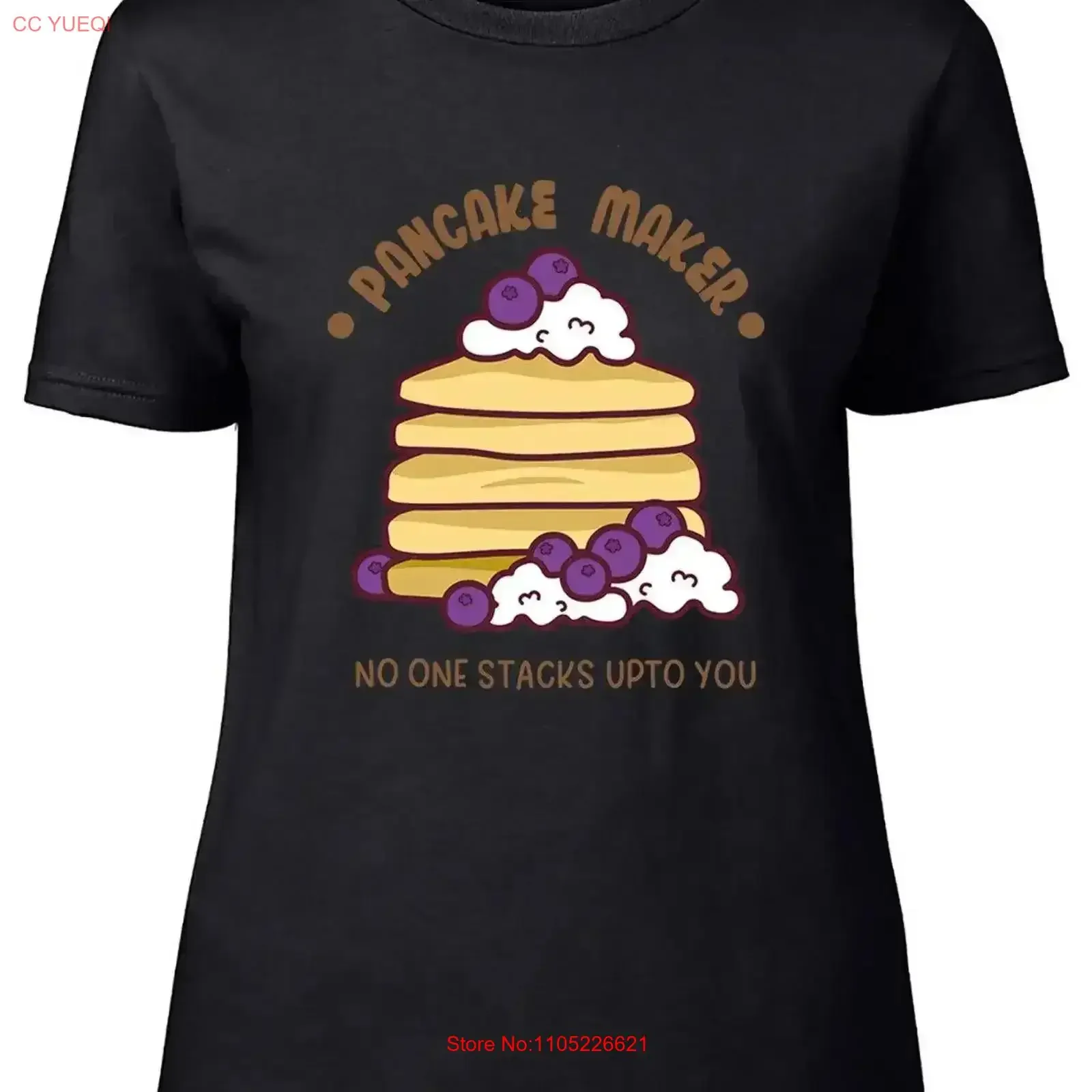 Pancake Maker Womens T Shirt No One Stacks Upto You Ladies vintage Washed designer clothes Versatile fashion Comfortable