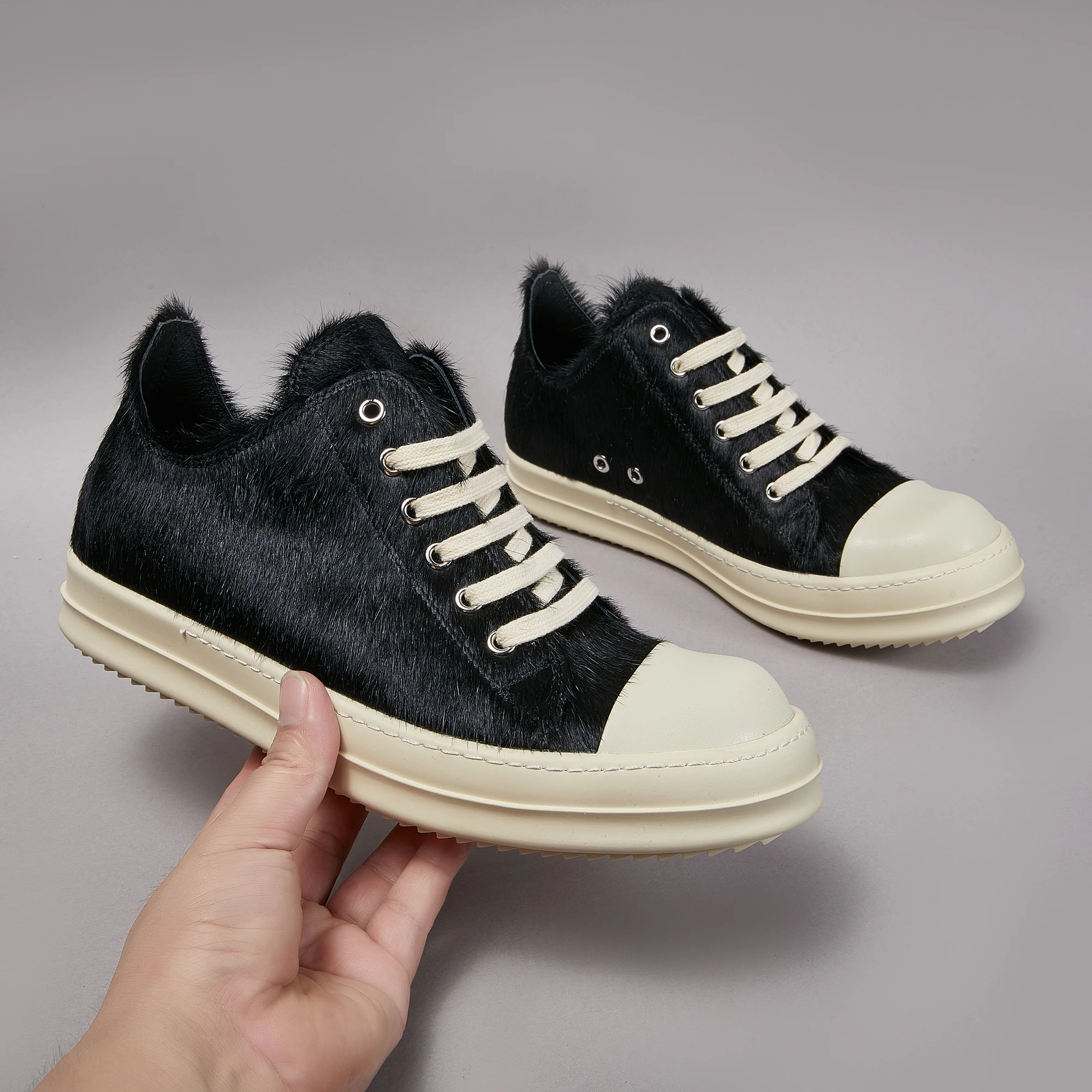 

Rojohn Men's Luxury Low Top Leather Sneakers Horse Hair Casual Comfortable Breathable Stylish Sport Trainers