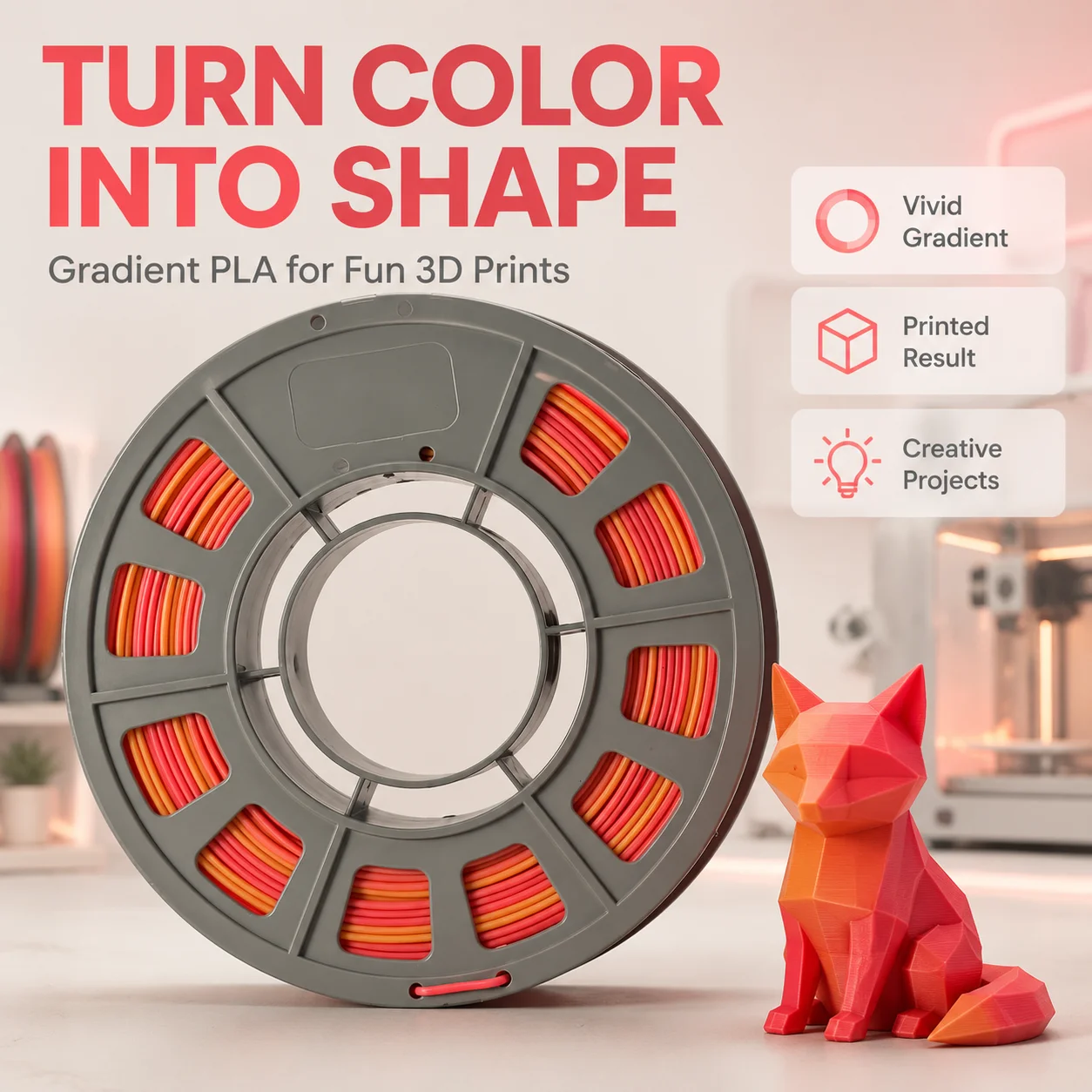 Matte Sunset Gradient PLA Filament 1.75mm 300g Mini Spool - Red Orange Yellow Multi Color Rainbow PLA 3D Printer Material Neat Winding for Bambu Lab Ender 3 AMS