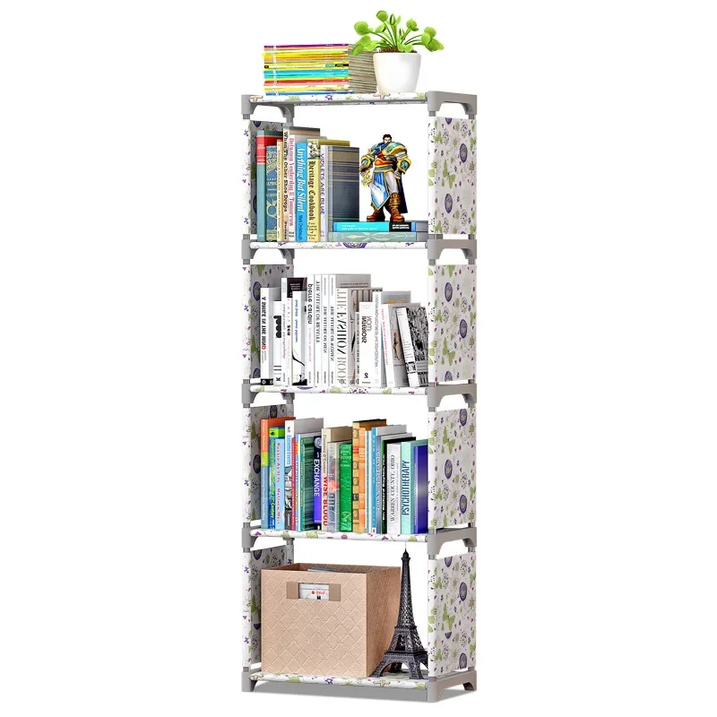 White Bookcase Librero Room Shelf Storage Rack Table Crack Shelves Organizers Desk Children\'s Bookcases Bookshelf Furniture Iron