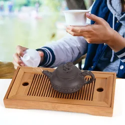 Bamboo Tea Tray Chinese Gongfu Tea Mini Serving Table for Teahouse Home Office Bamboo Tea Tray Gongfu Tea Tray Tea Serving Table