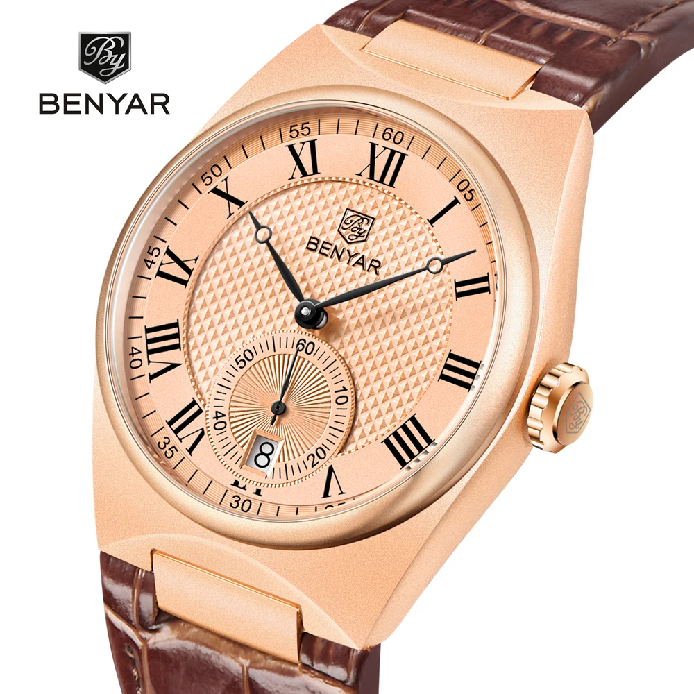 

BENYAR Men's Watches 2023 Top Brand Luxury Men Quartz Wristwatches Waterproof Sports Business Leather Clock Relogios Masculino