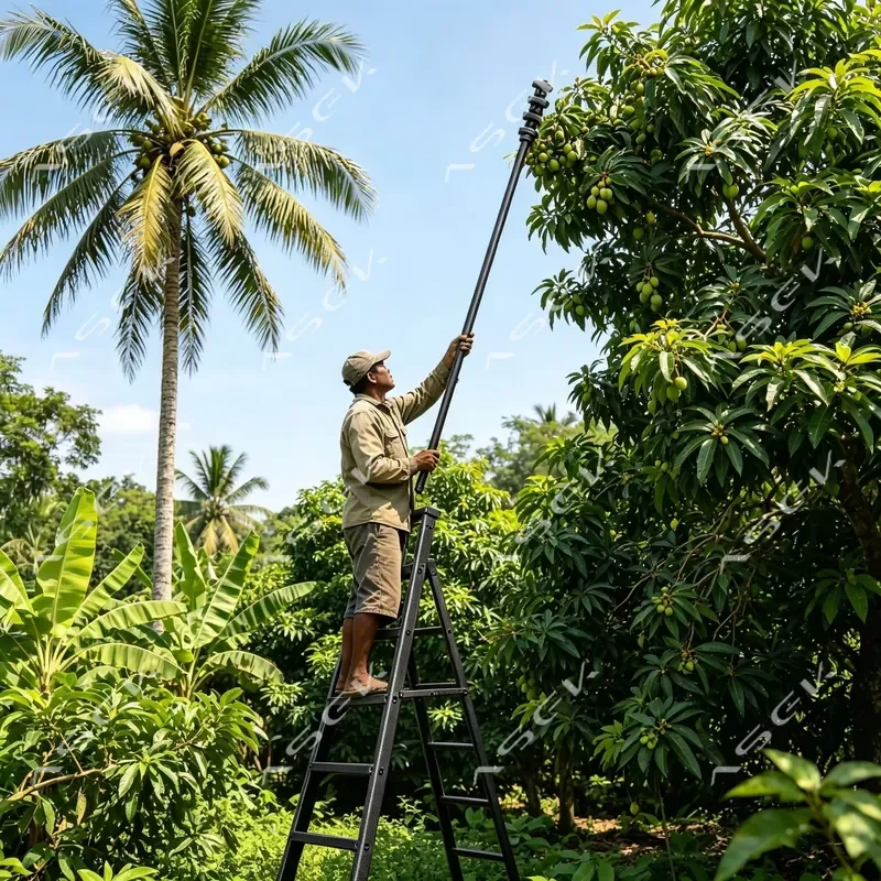Carbon Fiber Telescopic Harvest Pole, Multi-Size Extendable Extension for High Altitude Mango Fruit Picking Orchard Harvest
