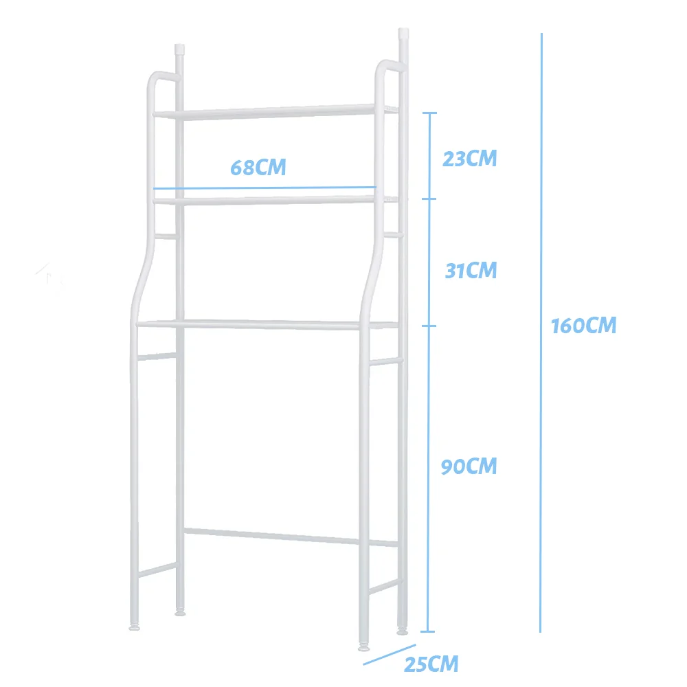 Maattekening: 68 cm breed, 25 cm diep, 160 cm hoog, onderste plank op 90 cm