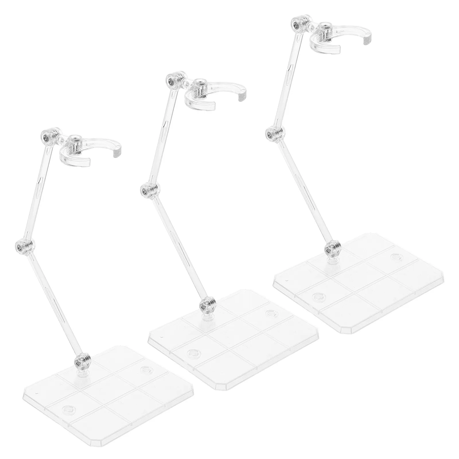 3Pcs Transparent Figure Support Base Adjustable Waist Clamp Acrylic Display Stand Holder for Action Figures Collectors Display