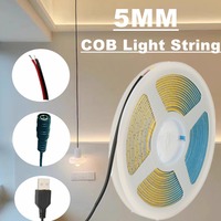 5MM DC 5V/12V USB LED COB Strip Warm White Blue LED Strip Light TV Background Lighting Tape Atmosphere Lamp 5m LED String Light