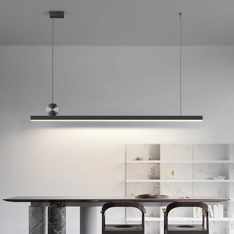 Imagem -02 - Minimalista Modern Led Pendant Light Lustre Preto Luminária Interior Sala de Jantar Lâmpadas Cozinha e Restaurante 120 cm 100cm