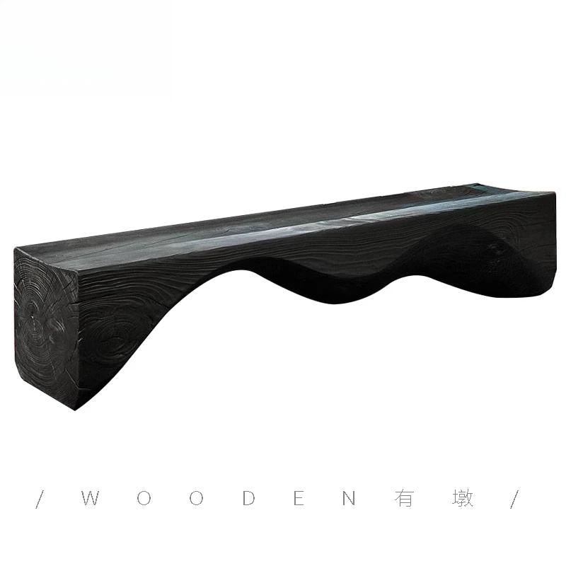 Solid wood bench Nordic creative wabi wind B & B bedside stool log exhibition hall bench home rest shoe change stool