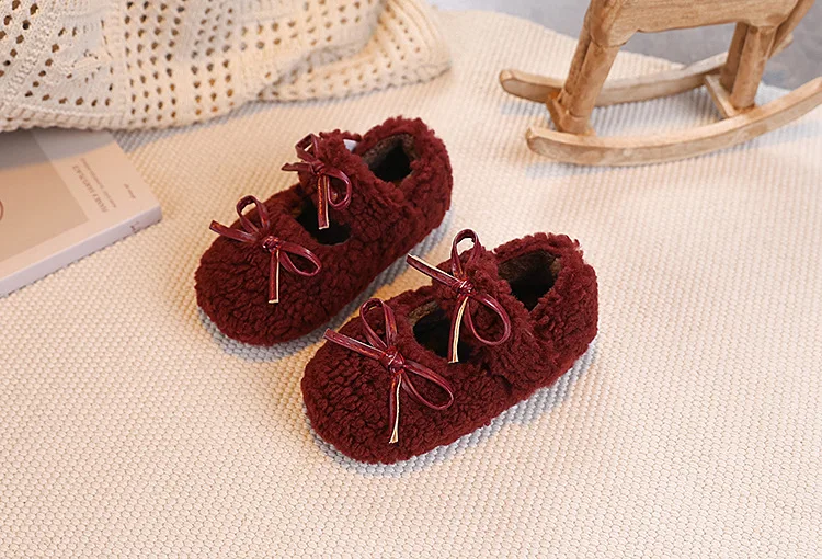 Kinderschuhe Winter Kleinkind Mädchen Mode Prinzessin Mary Jane Party Kleid Ballerinas Kinder Marke Warme Pelz-Schleife Weiche Sohle – Detail 4