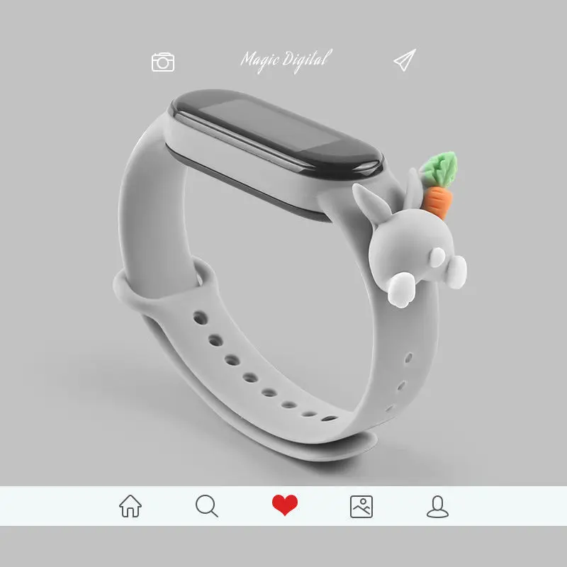 For Mi Band 7 Strap Silicone Doll Cartoon Flower For Mi Band 6 5 4 3 Replacement Watchband Bracelet Smart Sports Wrist