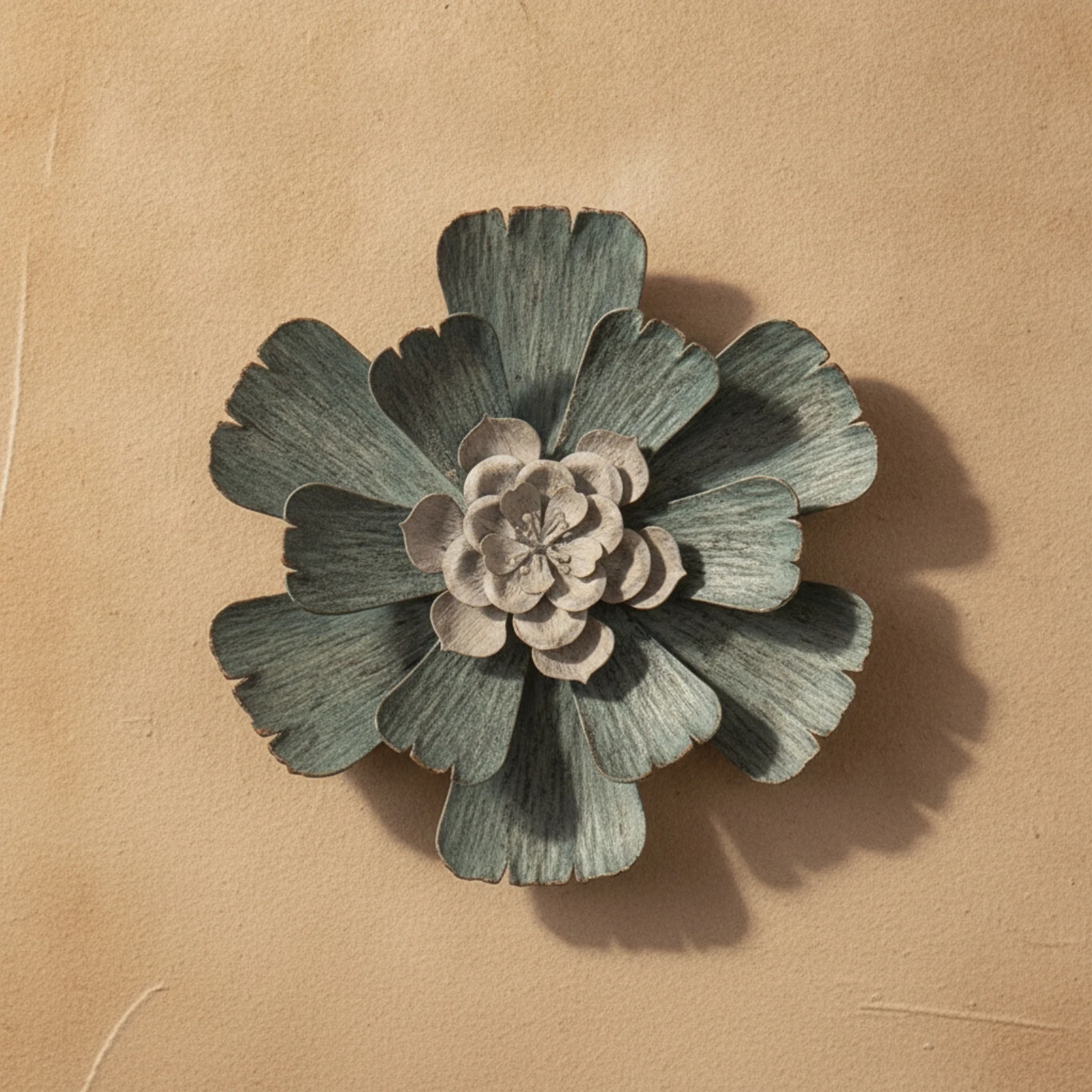 Flower Wall Decor Sculptural Sculpture with Layered Petals Wall Flower Glazed Long-Lasting for Living Room, Entryway
