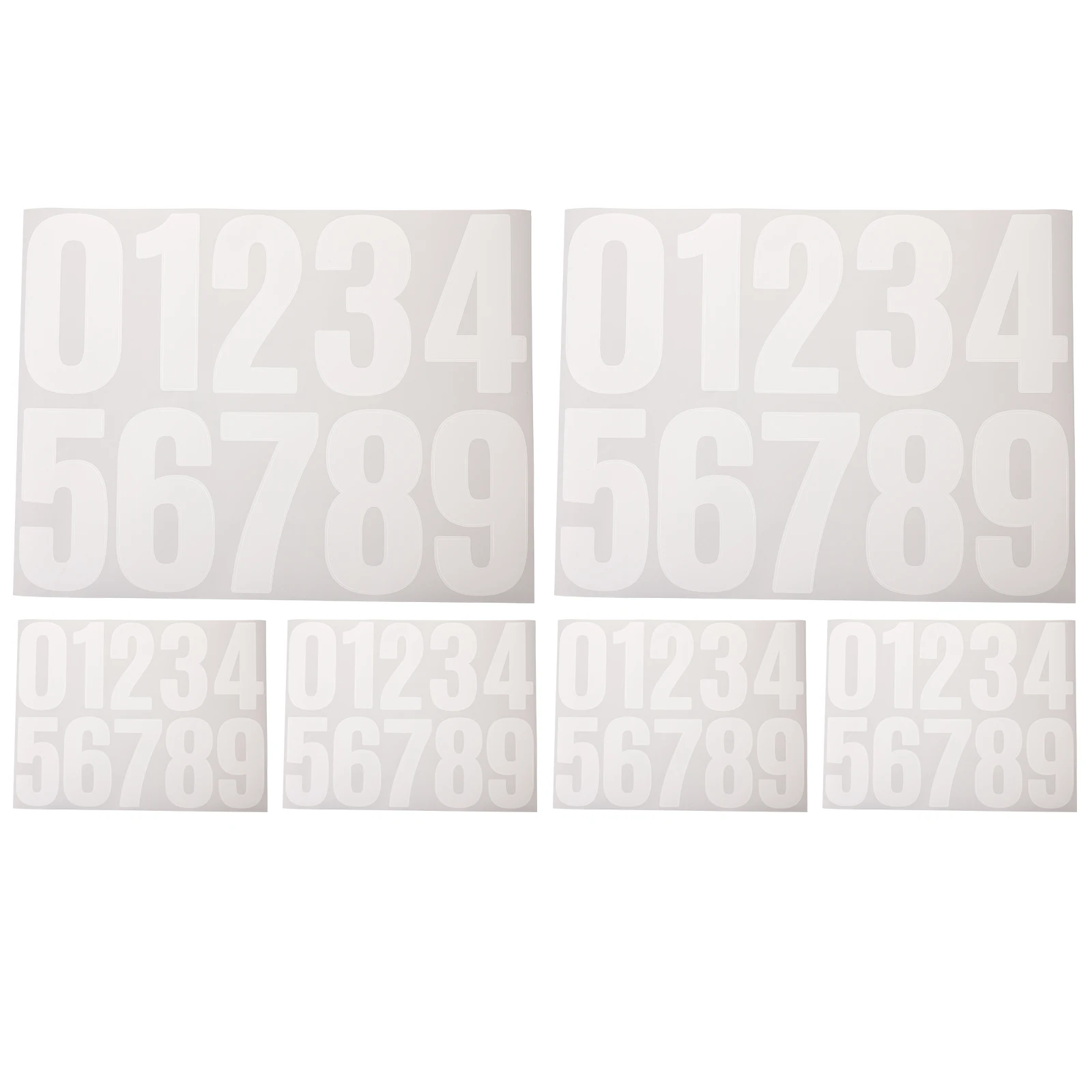 

6 Sheets 4 Inches White Digital Stickers Number Decals Self Adhesive Waterproof for Trash Cans Mailbox Porch Pillars Address