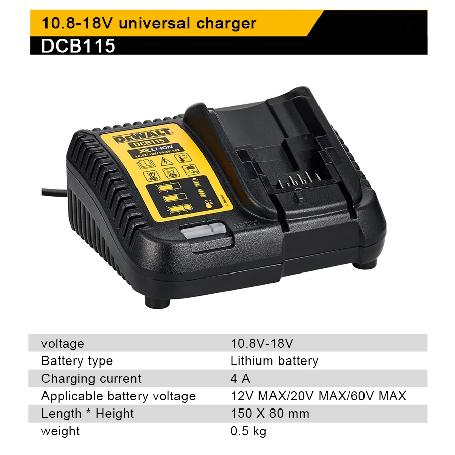 DEWALT Lithium-Ion Charger Original 10.8V-18V 4A for Dewalt Power Tools China Plug DCB115