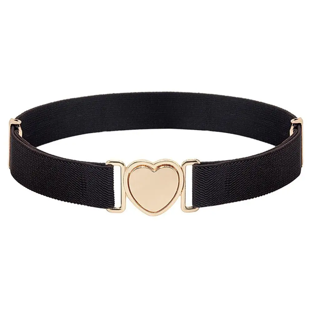 

Leisure Elastic Boys Girl Uniform Decorations Alloy Waist Belt Punch-free Waistband Heart Shape Buckle Children Stretch Belts