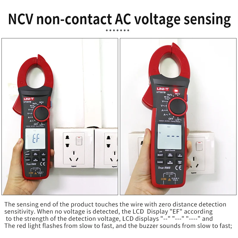 UNI-T UT206B Digital Clamp Meter DC/AC Strom 6000 Zählt Multimeter Amperemeter Spannung Tester Auto Amp Hz Kapazität NCV ohm Test