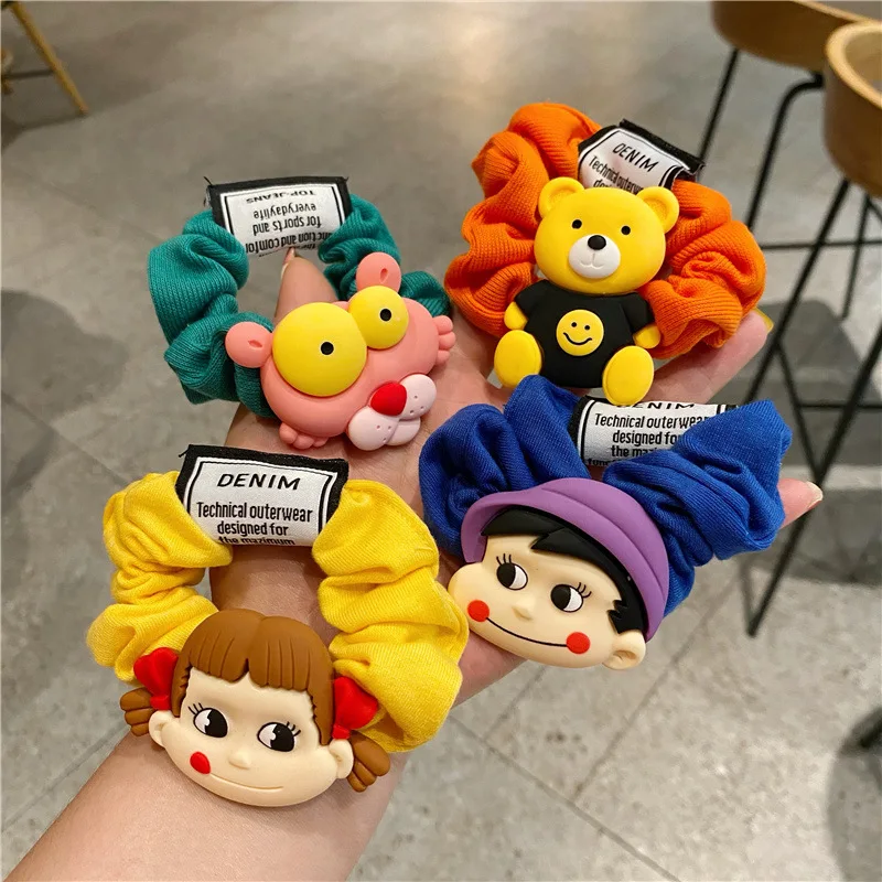 New Women Girls Cute Cartoon Rubber Band Elastic Hair Bands Korea Headwear for Children Kids Sweet Hair Accessories Ornaments