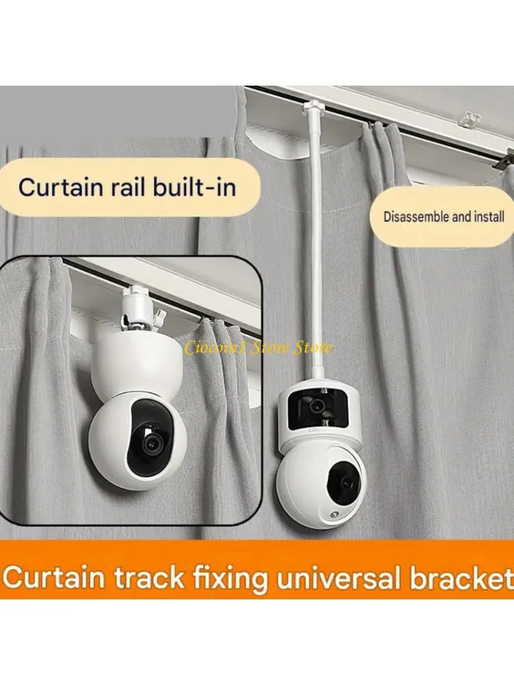 A3PC Indoor Camera Mount for Curtain Track With No Drill Clip Use