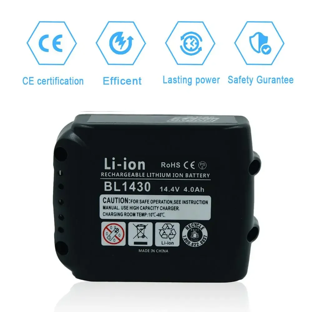 14.4V 4000mAh BL1430 BL1440 BL1450 Lithium-Ion Rechargeable Battery for Makita Cordless Power tool  194558-0 194559-8