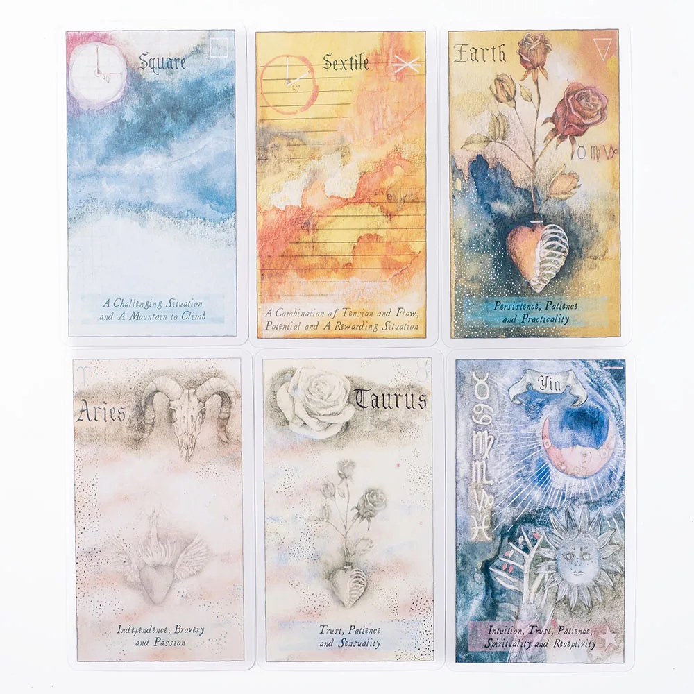 Heavenly Bodies Astrology 51-Card Deck Fate Divination Tarot Cards FortuneTelling Party Board Game Oracle Set 10.4 x 6.1CM