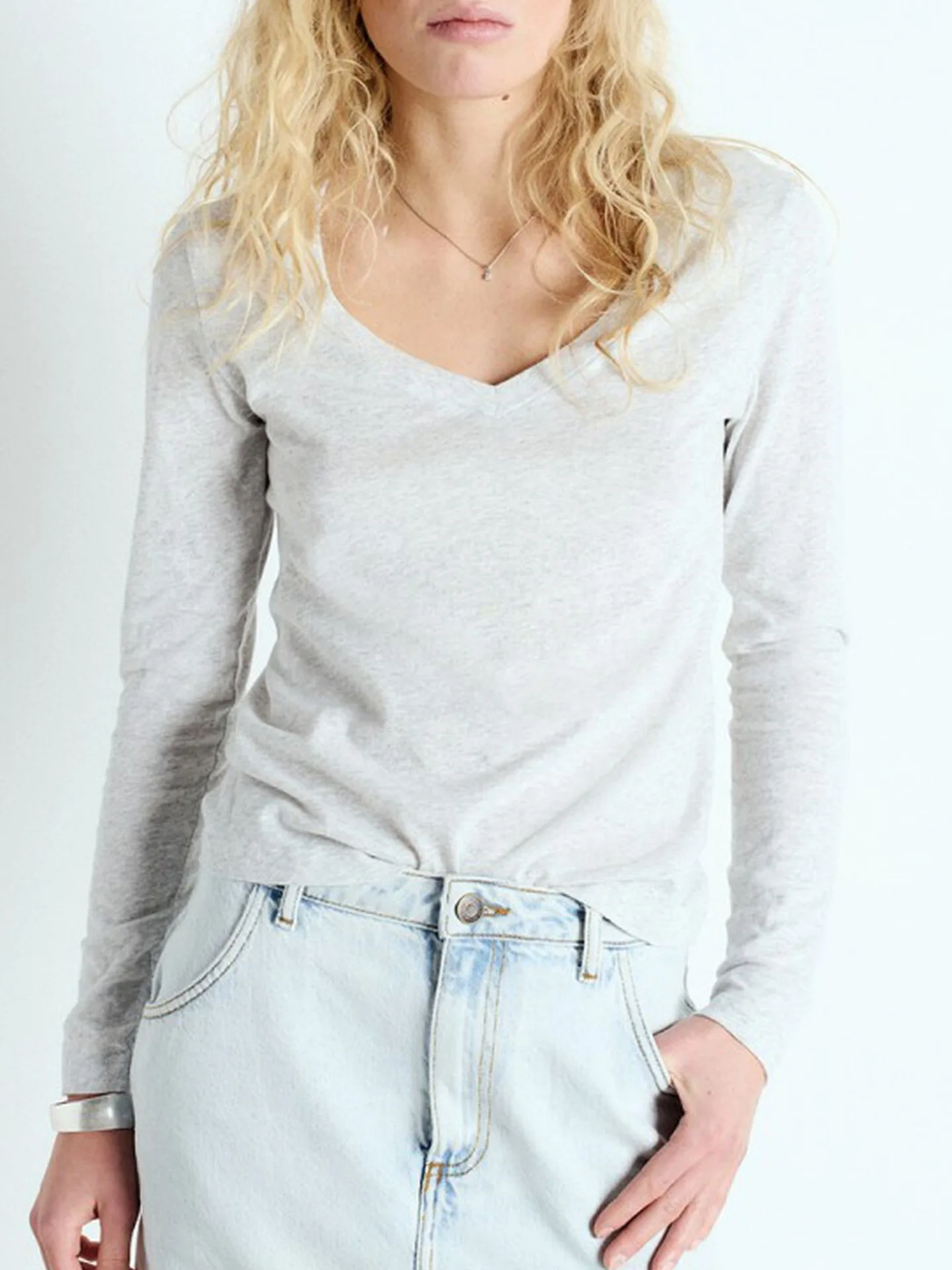 

American Vintage Long Sve T-irt Bamboo Cotton V-Ne Slim Fit Base irt Casual Loose Sle Spring Autumn Cotton Tee