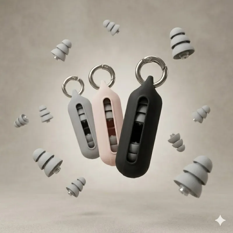 Portable Keychain Silicone Earplugs 3-Layer Noise Reduction Sound Isolation for Sleep and Multiple Scenarios