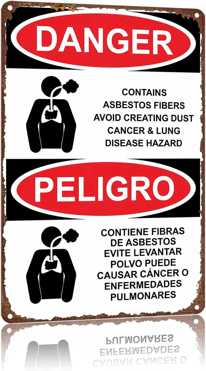 Metal Sign Danger Asbestos Hazard Warning Contains Asbestos Wall Decor | Classic  ,Retro,Waterproof Aluminum,Funny,UV-printing,E
