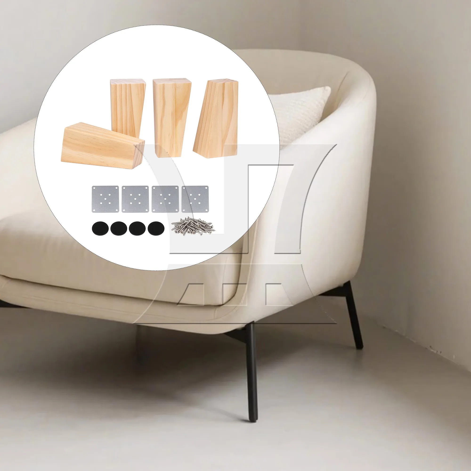 

BQLZR 4pcs Pine Trapezoidal Sofa Leg 6cmx4cmx12cm Nature Color for Bedside Table